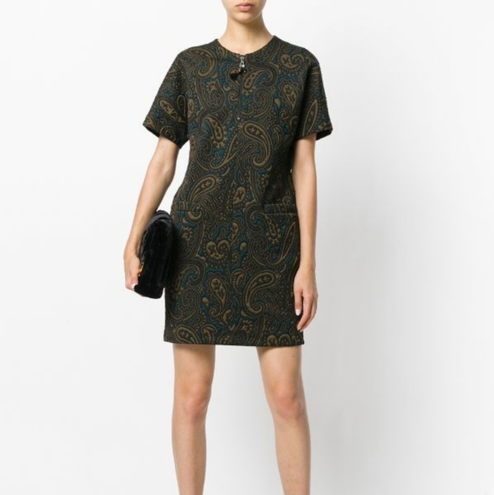 Etro Dress Paisley Quilted Short Shift Mini Sz‎ 44